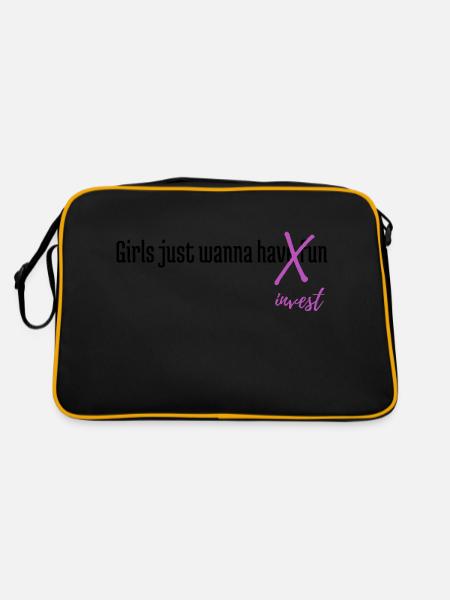 Girls just wanna invest - Retro Tasche - Schwarz/Gold - Hinten