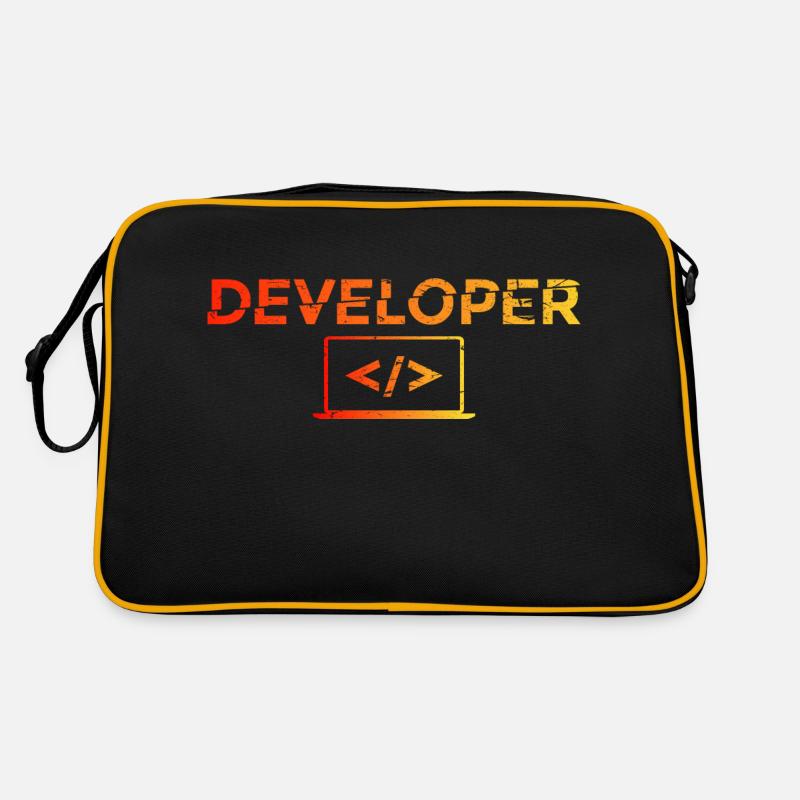 Developer - Informatik IT EDV PC Computer Shirt - Retro Tasche - Schwarz/Gold