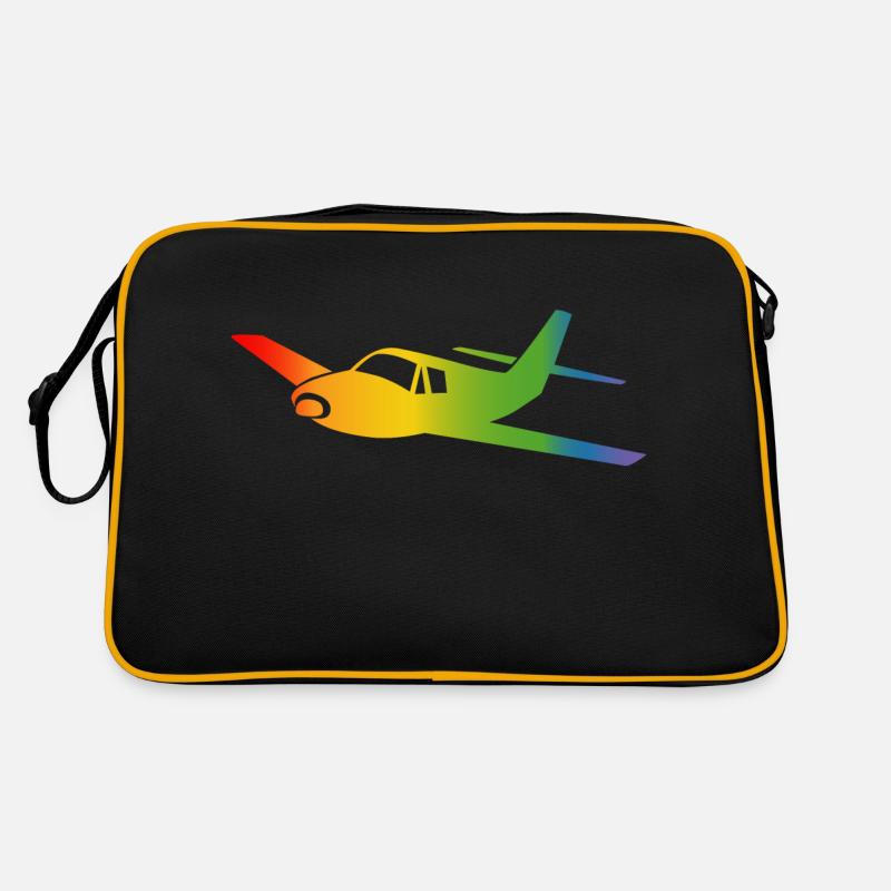 Flugzeug Regenbogen Verlauf - Retro Tasche - Schwarz/Gold
