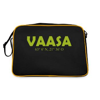 Vaasa Finland - Coordinates - Longitude - Latitude - Retro Bag - black/gold - Back