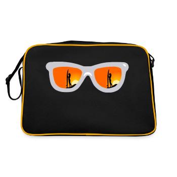 Sunglasses, Surfergirl, Sunset - stylisch - Retro Tasche - Schwarz/Gold - Hinten