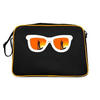 Sunglasses, Surfergirl, Sunset - Retro Tasche - Schwarz/Gold - Hinten