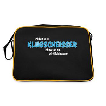 ich bin kein Klugscheisser - Retro Tasche - Schwarz/Gold - Hinten