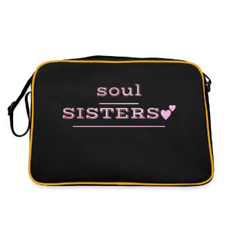Besties - soul sisters - Retro Tasche - Schwarz/Gold - Hinten
