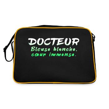 Docteur médecin infirmier sante blouse blanche - Sac Retro - noir/or - Dos