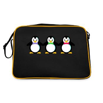 Penguin Antarctica Bird TailCoat South Pole Arctic Ocean Cold - Retro Bag - black/gold - Back