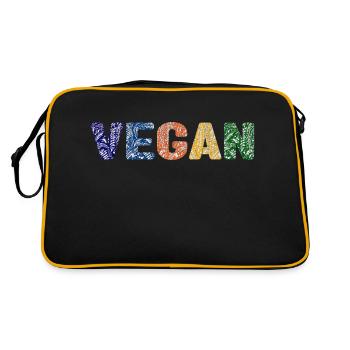 Vegan pattern - primary colors - Retro Bag - black/gold - Back
