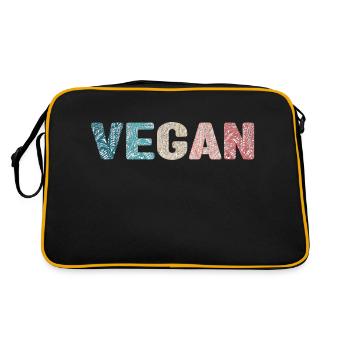 Vegan - botanical pattern - holiday color - Retro Bag - black/gold - Back