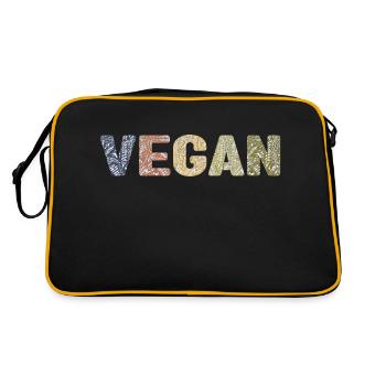 Vegan - botanical pattern - forest color - Retro Bag - black/gold - Back