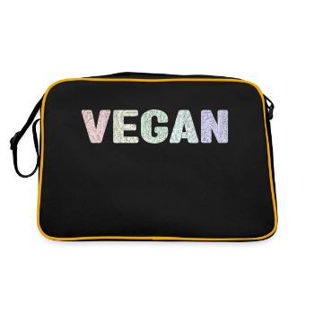 Vegan - botanical pattern - pastels - Retro Bag - black/gold - Back