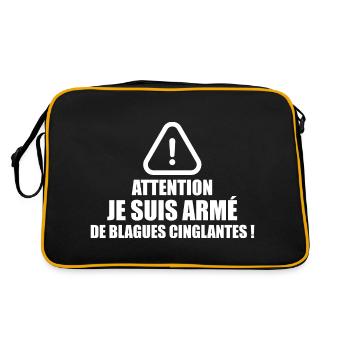 Attention, Je Suis Armé De Blagues Cinglantes ! - Sac Retro - noir/or - Dos
