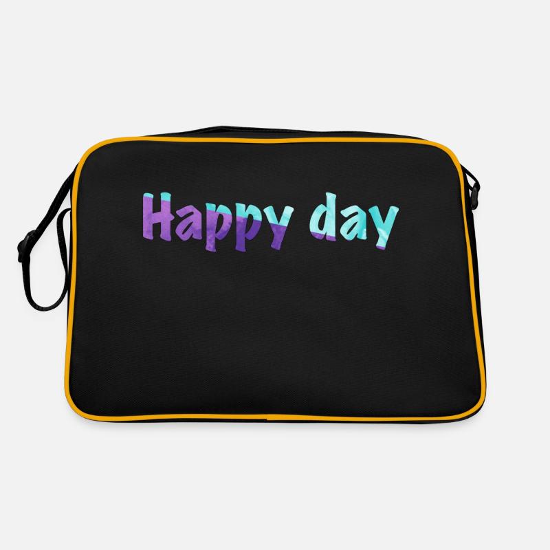 Lyricsb"Happy day" auf Englisch - Retro Tasche - Schwarz/Gold