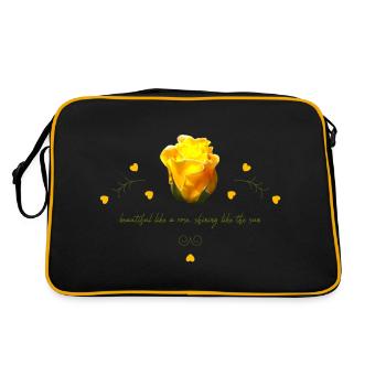 rose beautiful yellow rose - Retro Tasche - Schwarz/Gold - Hinten