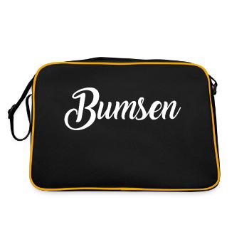 bumsen schrift - Retro Tasche - Schwarz/Gold - Hinten