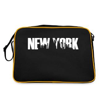 New York USA Stadt Skyline Manhattan Queens - Retro Tasche - Schwarz/Gold - Hinten