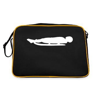 Rennrodeln - Rennrodler auf Schlitten - Retro Tasche - Schwarz/Gold - Hinten