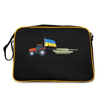 ukrainian tractor pulling tank Farmer ukrainian - Retro Bag - black/gold - Back