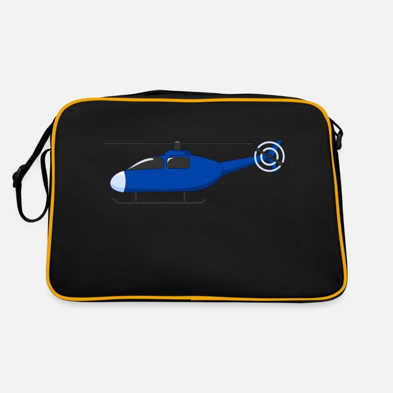 Hubschrauber Blau - Retro Tasche - Schwarz/Gold