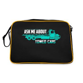 Posez-moi des questions sur les voitures tractées Conducteur de dépanneuse Camionnage - Sac Retro - noir/or - Dos
