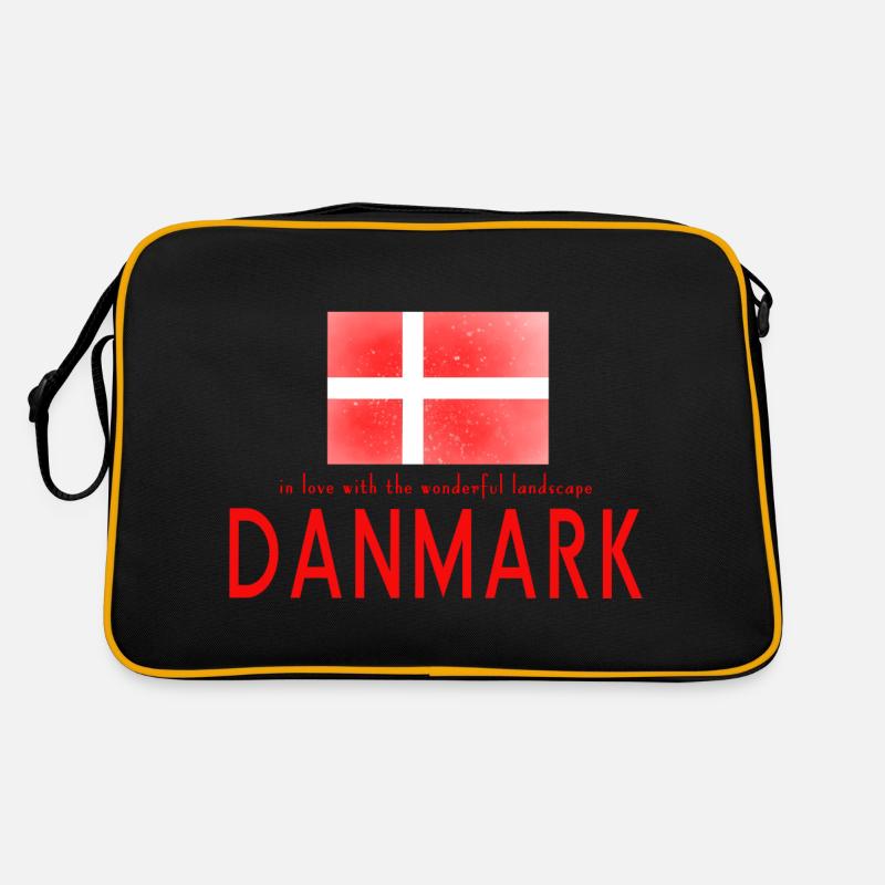 Danmark Dänemark - Retro Tasche - Schwarz/Gold