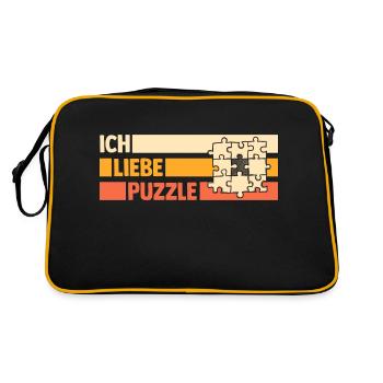Puzzlefan Puzzler Puzzleteile Puzzle - Retro Tasche - Schwarz/Gold - Hinten