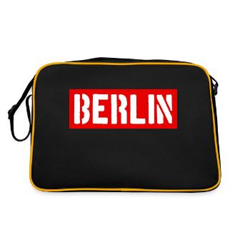 Berlin - Hauptstadt - Deutschland - Berliner Bär - Retro Tasche - Schwarz/Gold - Hinten