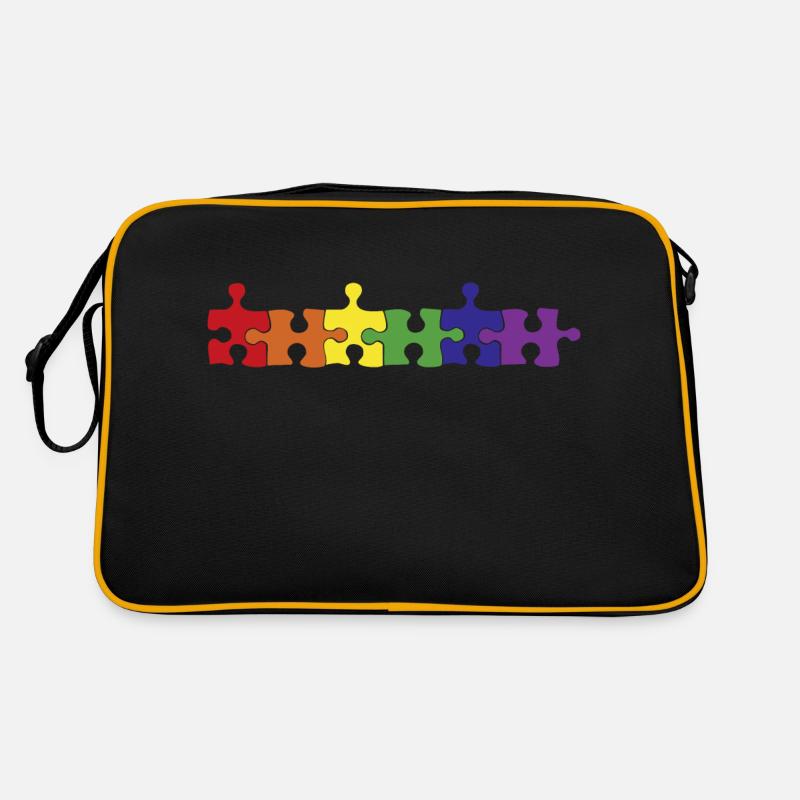 Rainbow 02os - Puzzle - pace - peace -Frieden Retro Tasche