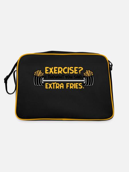 Exercise Extra Fries Quote - Retro Bag - black/gold - Back