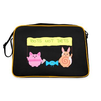 Riots Not Diets - Retro Tasche - Schwarz/Gold - Hinten