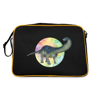 Farbige Dinosaurier - Retro Tasche - Schwarz/Gold - Hinten