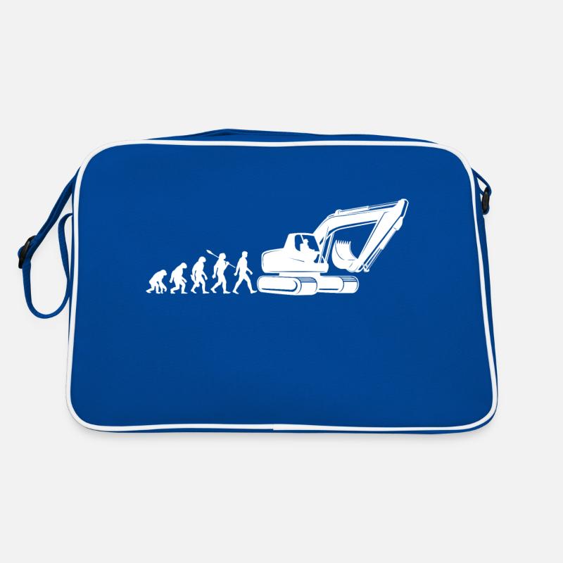 Evolution - conduite d'une excavatrice - chantier de construction, ouvrier du bâtiment Sac Retro