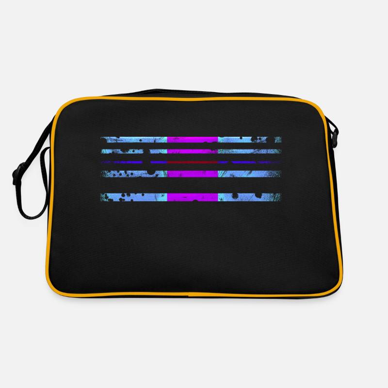 Streifen Deko - Horizontal Muster - Retro Tasche - Schwarz/Gold