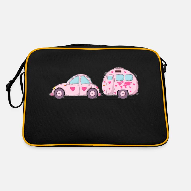 Car with caravan Pink Heart Retro Bag