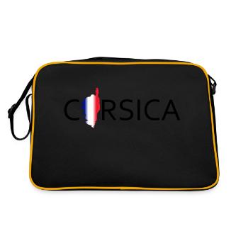 Corsica in Text with france Island Map - Retro Tasche - Schwarz/Gold - Hinten
