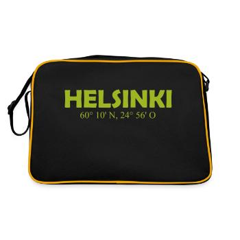 Helsinki Finlande - Coordonnées Longitude Latitude - Sac Retro - noir/or - Dos