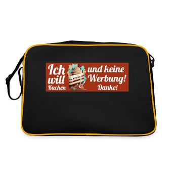 Ich will Kuchen und keine Werbung! Keine Werbung! - Retro Tasche - Schwarz/Gold - Hinten