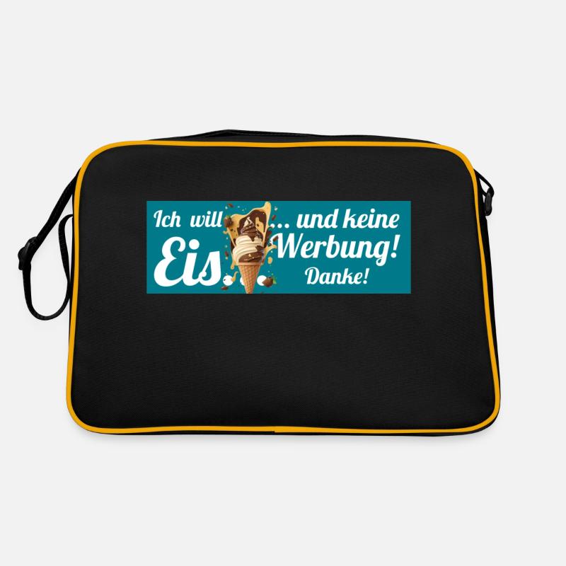Ich will Eis und keine Werbung! Keine Werbung! - Retro Tasche - Schwarz/Gold