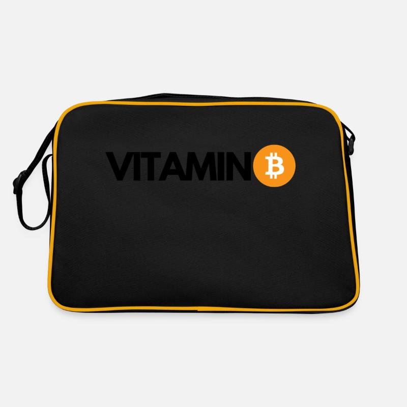 Krypto VITAMIN B Bitcoin BTC - Retro Tasche - Schwarz/Gold