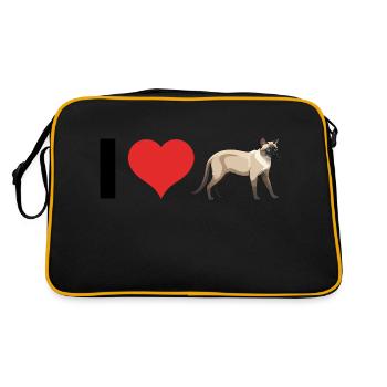 I love Siam Cats - Cute Pet Cat Design - Retro Bag - black/gold - Back