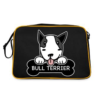 Bull Terrier and bones - Retro Bag - black/gold - Back