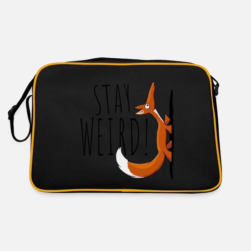 Restez bizarre! Bizarre étrange renard confiant - Sac Retro - noir/or