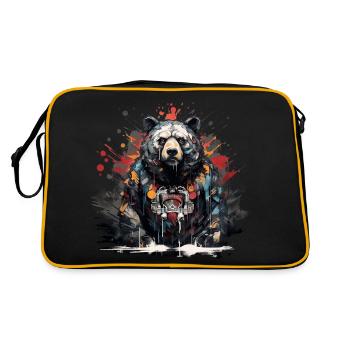 Ours rugissant. La force du style graffiti. - Sac Retro - noir/or - Dos