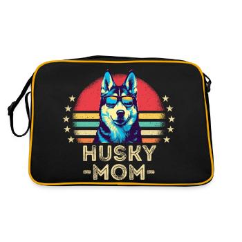 Husky mit sonnenbrille retro - Retro Tasche - Schwarz/Gold - Hinten