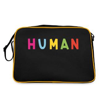 Fröhlicher Aufdruck Human - Retro Tasche - Schwarz/Gold - Hinten