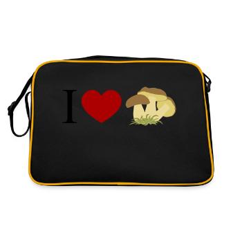 I love Steinpilze 2 - Retro Tasche - Schwarz/Gold - Hinten