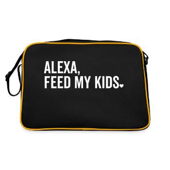 Alexa füttern meine Kinder - Retro Tasche - Schwarz/Gold - Hinten