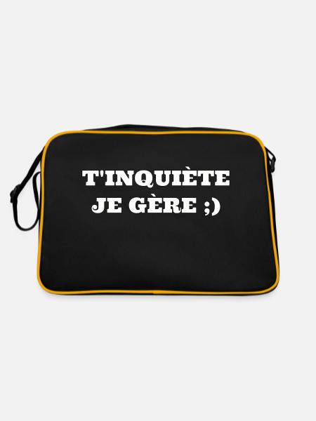 T’inquiète je gère - Sac Retro - noir/or - Dos