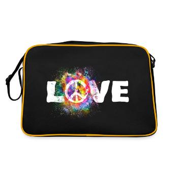 Peace Symbol Hippie Frieden Freiheit Liebe - Retro Tasche - Schwarz/Gold - Hinten