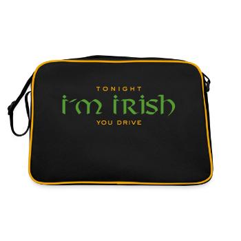 Irish lustiger Spruch - Tonight I m Irish - Retro Tasche - Schwarz/Gold - Hinten