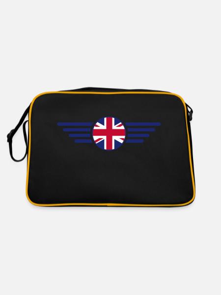 Ich liebe Vereinigtes Königreich, Eleganz Stil - Retro Tasche - Schwarz/Gold - Hinten